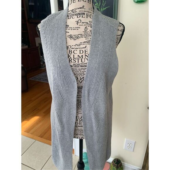 Talbots 100% Cotton Crochet Knit Sleeveless Fall Sweater Vest Gray NWT - Picture 7 of 7